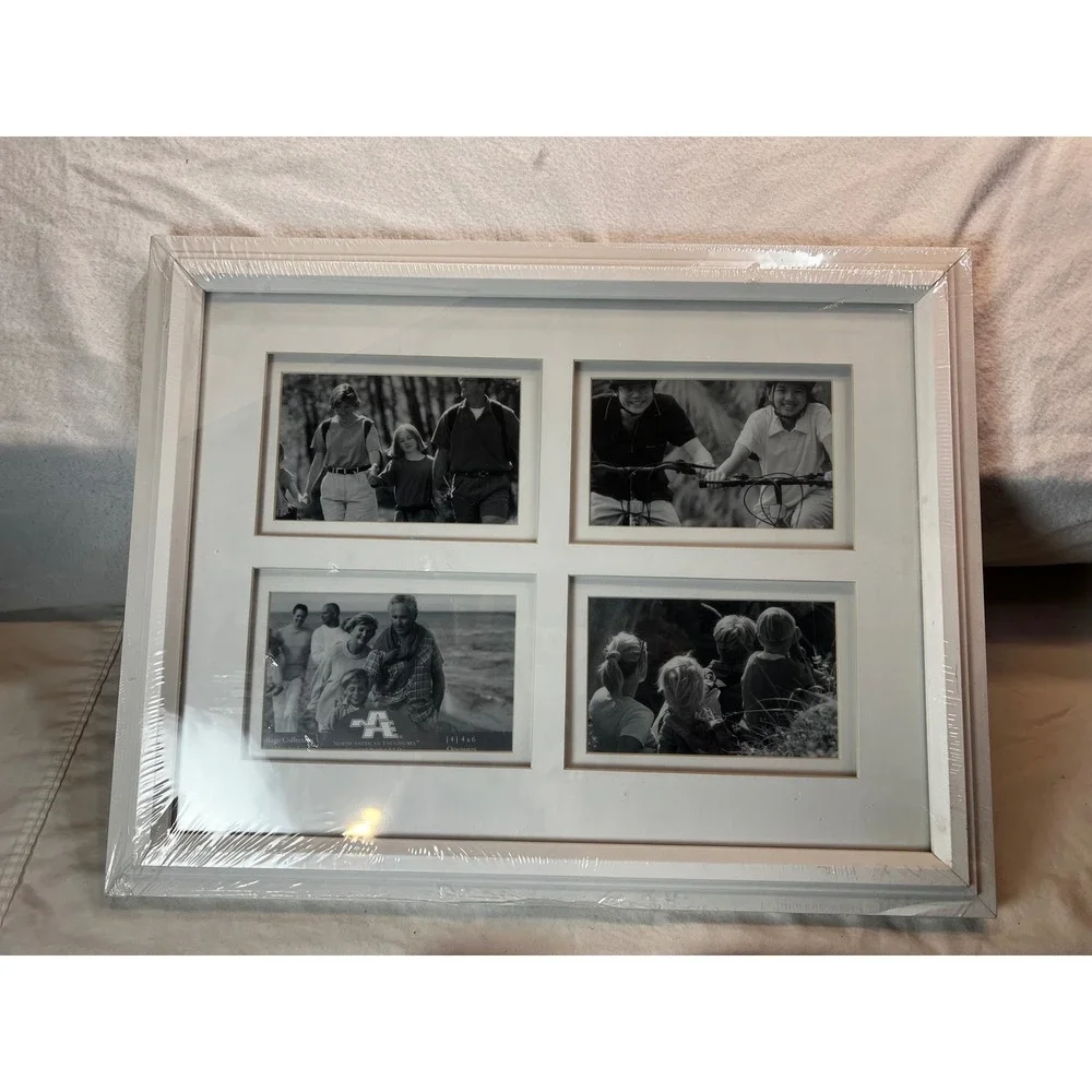 White Wood 4-Opening Collage Picture Frame 4x6 Photos Matted Wall Decor